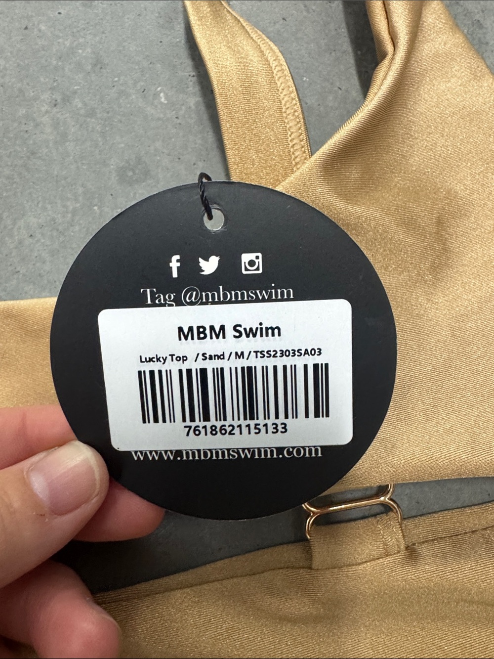 NWT MBM Swim Underboob Lucky Bikini Top Size Medium- Sand Cutout - Picture 3 of 4